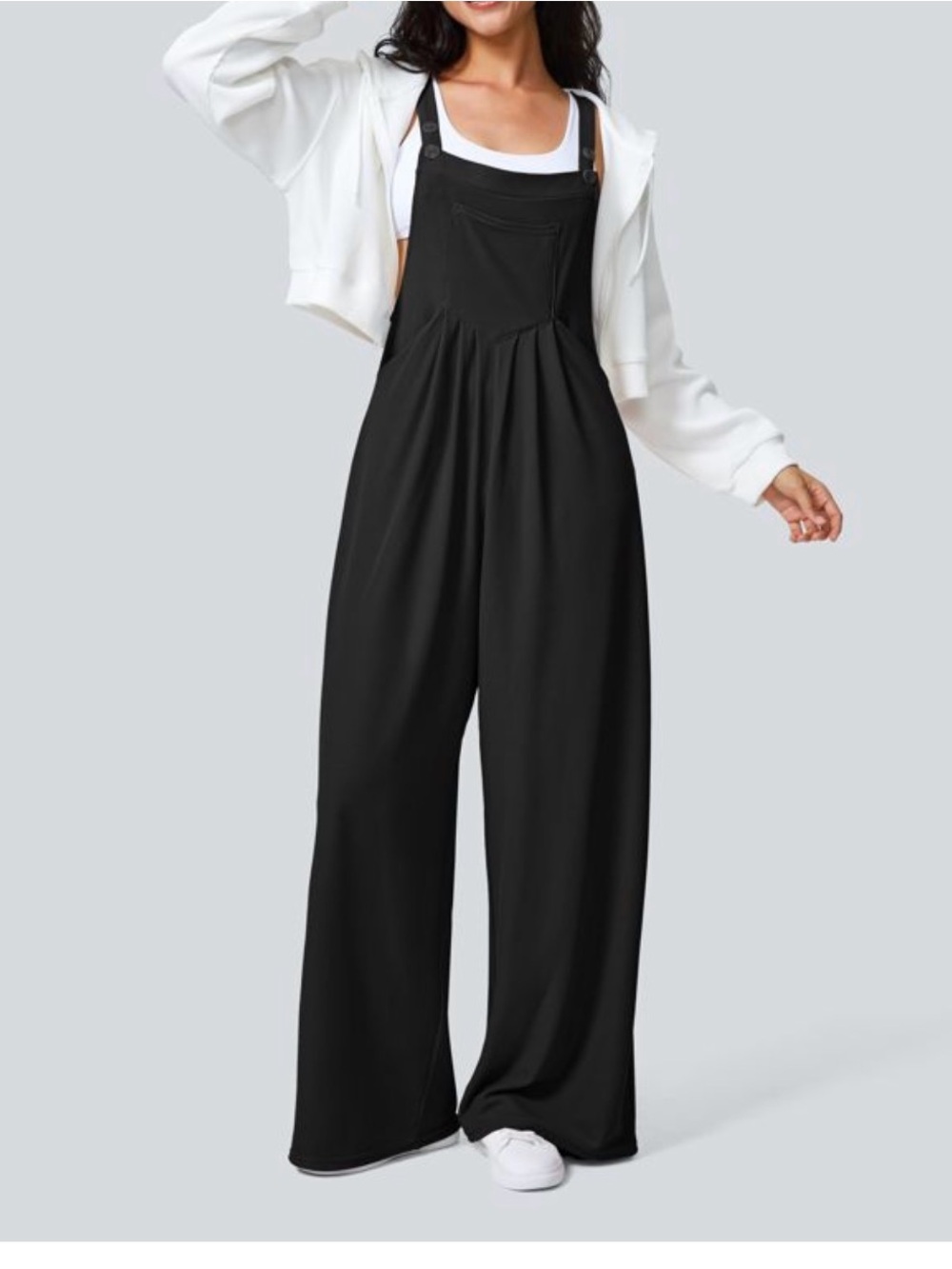 HALARA Black Wide-Leg Overall Jumpsuit - Picture 1 of 10